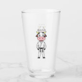 Koe in kung fu suit cartoon glas (Achterkant)