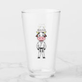 Koe in kung fu suit cartoon glas (Voorkant)