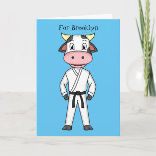 Koe in kung fu suit cartoon kaart