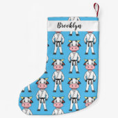 Koe in kung fu suit cartoon kleine kerstsok (Achterkant)