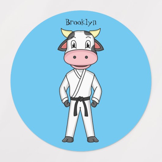 Koe in kung fu suit cartoon labels (Design 2)