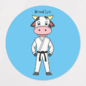 Koe in kung fu suit cartoon labels (Design 1)