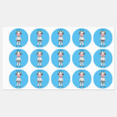 Koe in kung fu suit cartoon labels (Vel)