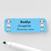 Koe in kung fu suit cartoon naamplaatje (In situ)