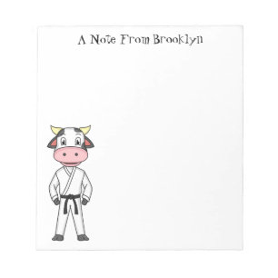 Koe in kung fu suit cartoon notitieblok