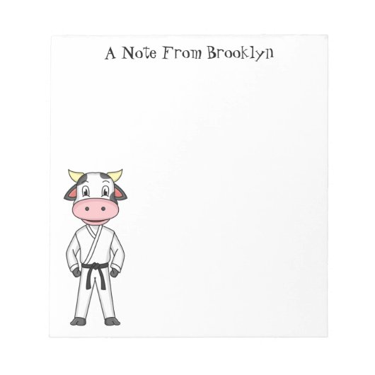 Koe in kung fu suit cartoon notitieblok (Voorkant)