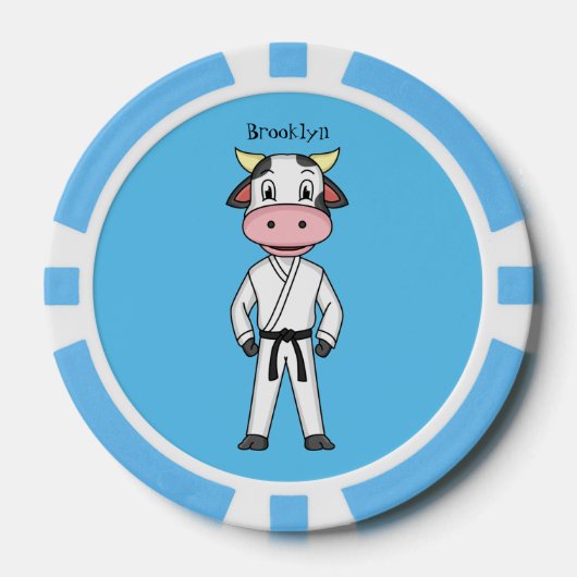 Koe in kung fu suit cartoon poker chips (Voorkant)