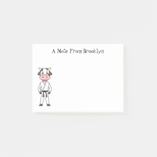 Koe in kung fu suit cartoon post-it® notes (Voorkant)