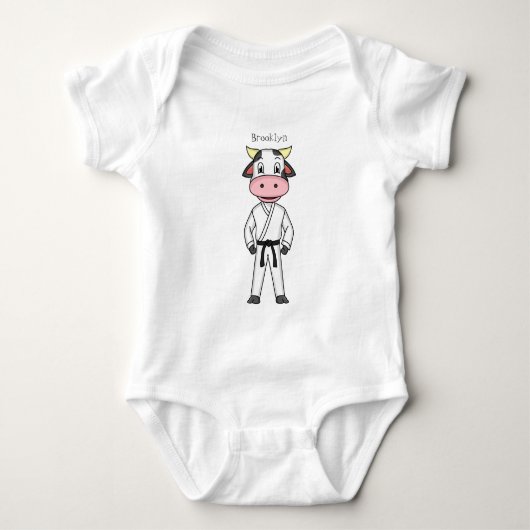 Koe in kung fu suit cartoon romper (Voorkant)