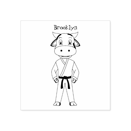 Koe in kung fu suit cartoon rubberstempel (Afrduk)