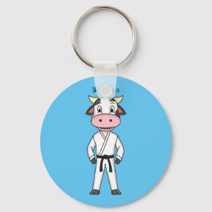 Koe in kung fu suit cartoon sleutelhanger