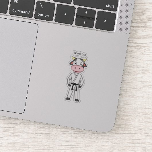 Koe in kung fu suit cartoon sticker (Detail)