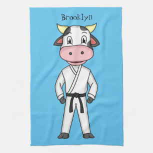 Koe in kung fu suit cartoon theedoek