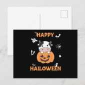 Koe in pomkin Cute Koeien Happy Halloween Briefkaart (Voorkant / Achterkant)