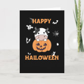 Koe in pomkin Cute Koeien Happy Halloween Kaart (Voorkant)