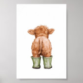 Koe in saliegroene laarzen poster kinderkamer deco (Voorkant)