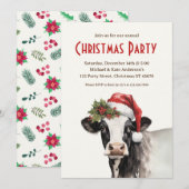 Koe in Santa Hat Boerderij Animal Dairy Christmas  Kaart (Voorkant / Achterkant)