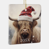 Koe in Santa Hat Gepersonaliseerde Kerstvakantie Keramisch Ornament (Rechts)