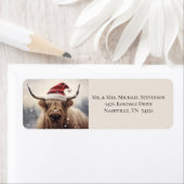 Koe in Santa Hat Kerst Retouradres Etiket (Insitu)