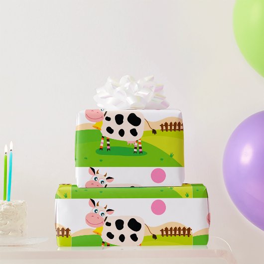 Koe in veldebetpapier cadeaupapier