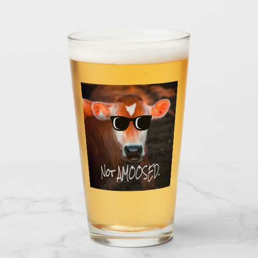 Koe in zonnebrillen geen 'MOOsed Cute Funny' Glas (Voorkant gevuld)