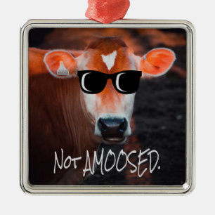 Koe in zonnebrillen geen 'MOOsed Cute Funny' Metalen Ornament