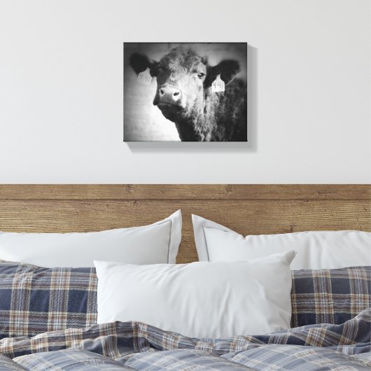 Koe in zwart-witcanvas afdrukken (Insitu (Slaapkamer))