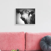 Koe in zwart-witcanvas afdrukken (Insitu (Woonkamer))