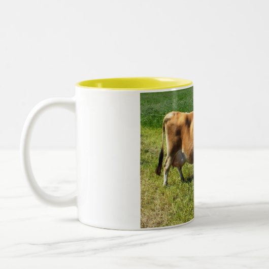 Koe Jersey op de Kanaaleilanden Tweekleurige Koffiemok (Links)