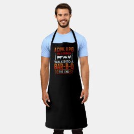 Koe Joke Oranje groot zwart Apron Schort