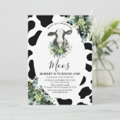 Koe jongen heeft je dierentuinen uitgenodigd kaart (Staand voorkant)