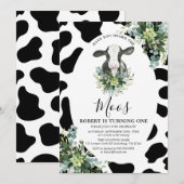 Koe jongen heeft je dierentuinen uitgenodigd kaart (Voorkant / Achterkant)