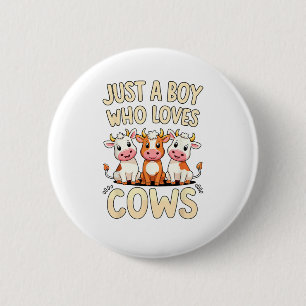 Koe _ Jongens & Peuter, gewoon een jongen die van Ronde Button 5,7 Cm