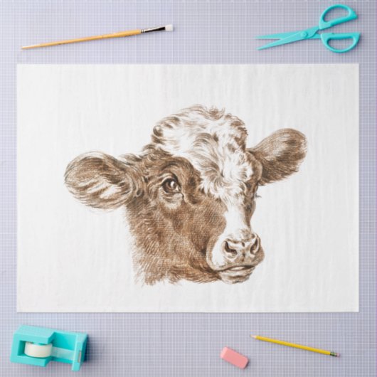 Koe kalf Ephemera Decoupage  Boerderij Tissuepapier (Craft)
