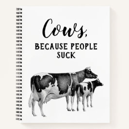  Koe kalf tekenen mensen zuigen | Zwarte tekst Notitieboek