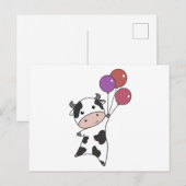 Koe kalf vliegballonnen kalveren briefkaart (Voorkant / Achterkant)