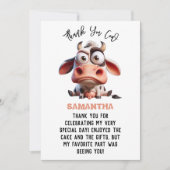 Koe karikaturen Ik ben een Cowgirl 1e verjaardag Bedankkaart (Voorkant)