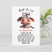 Koe karikaturen Ik ben een Cowgirl 1e verjaardag Bedankkaart (Staand voorkant)