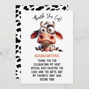 Koe karikaturen Ik ben een Cowgirl 1e verjaardag Bedankkaart