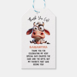 Koe karikaturen Ik ben een Cowgirl 1e verjaardag Cadeaulabel