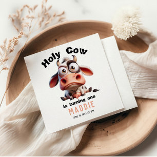 Koe karikaturen Ik ben een Cowgirl 1e verjaardag Servet