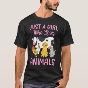 Koe Kat Chicken Dog is een meisje dat van dieren h T-shirt