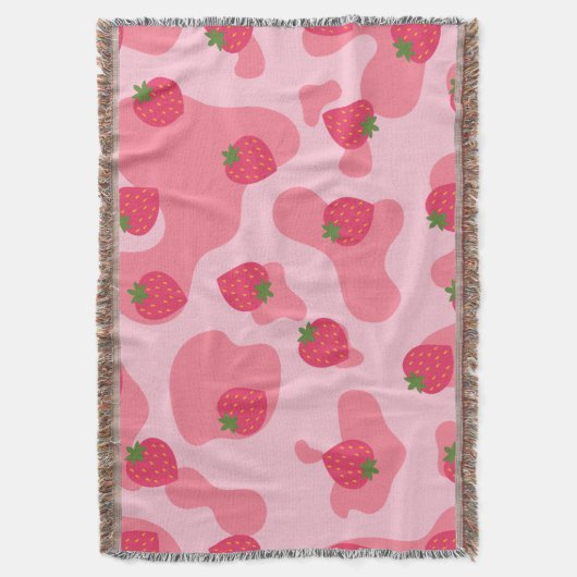 koe kawaï - aardbei deken (Voorkant Verticaal)