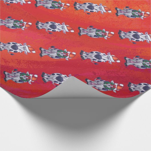 Koe kerst cadeaupapier (Hoek)