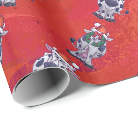 Koe kerst cadeaupapier (Rol Hoek)