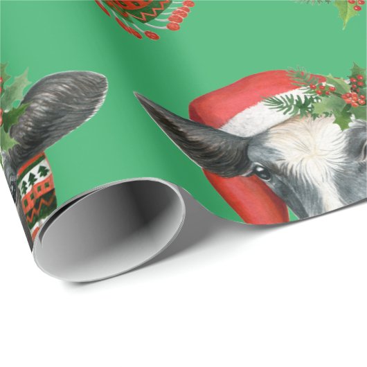 Koe kerst cadeaupapier (Rol Hoek)
