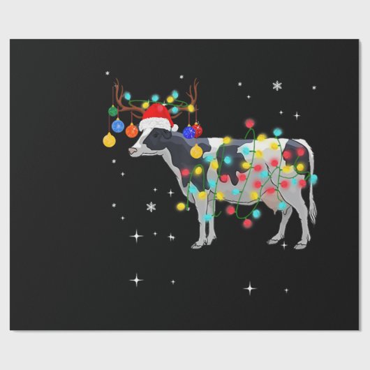 koe kerst - kerstfeestdagen cadeaupapier (Vlak)