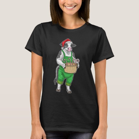 Koe Kerst Kerststok T-shirt (Voorkant)