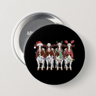 Koe Kerst Koe Liefhebber Geschenk Vakantie Boerder Ronde Button 7,6 Cm