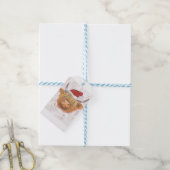 koe kerst met kerstPet Cadeaulabel (Met Touw)